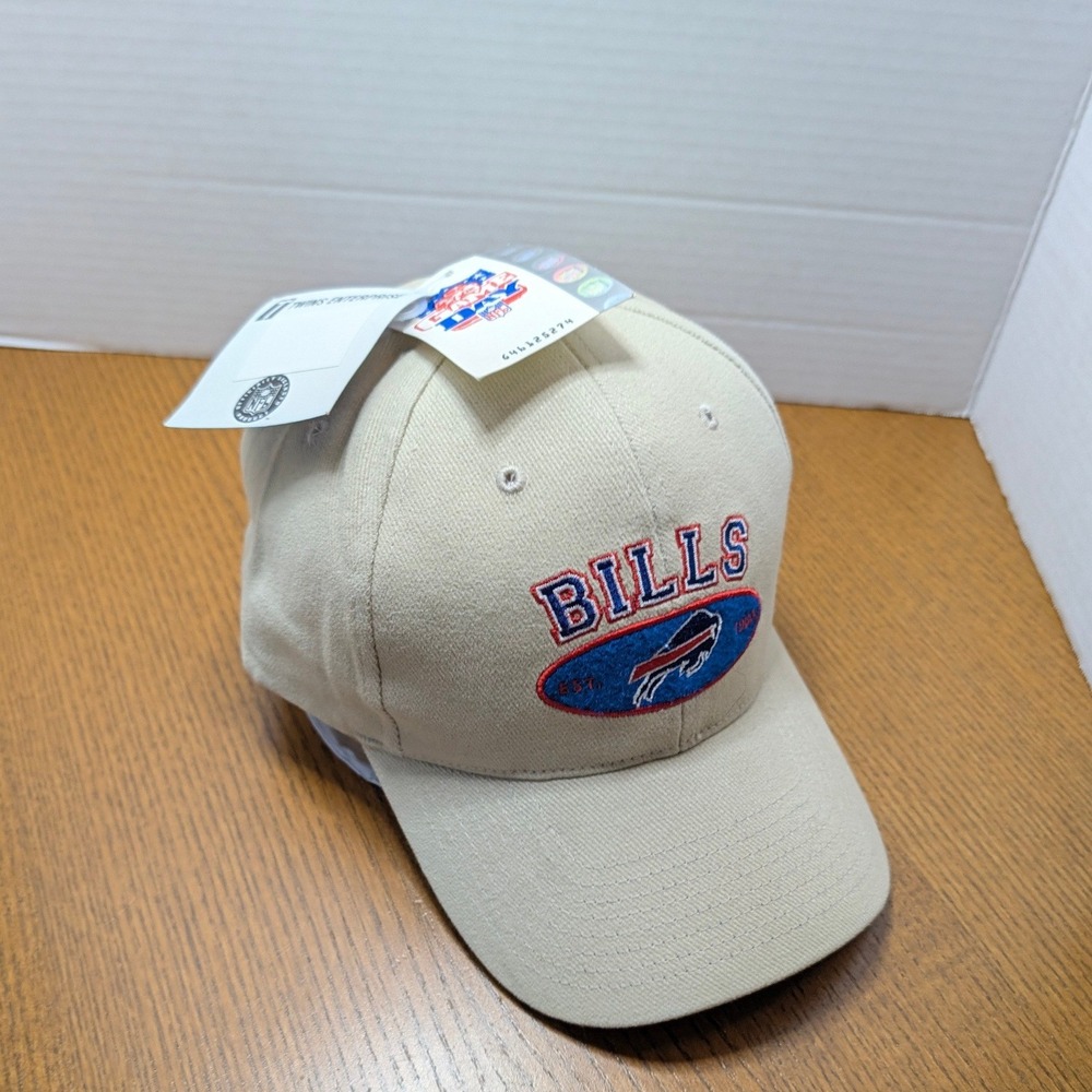 Vtg New Dead Stock Twins Enterprise Buffalo Bills Tan Logo Adjustable Cap Hat